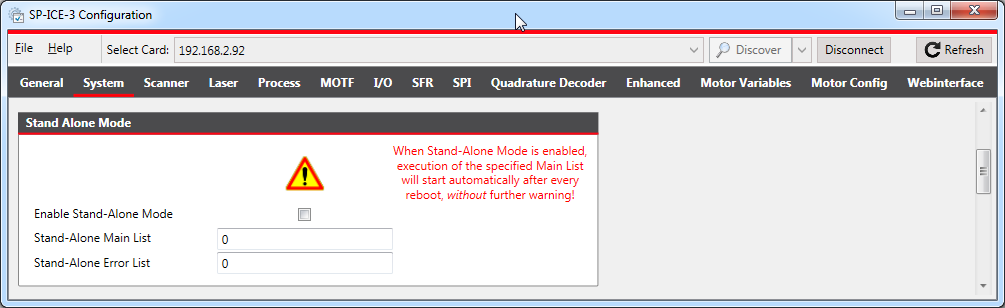 SP-ICE-3 Configuration-Stand Alone Mode